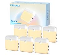 PZSUNLY 6 pezzi Luce Notturna - Luci Armadio Led con Sensore con 3 modalità (ON/AUTO/OFF), Calda 3000K Ricaricabile via USB, Luce Sensore Movimento Interno per Scale, Corridoio,Cucina
