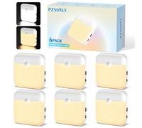 PZSUNLY 6 pezzi Luce Notturna Sensore Movimento, Luci Armadio Led con Sensore, Lampada Calda 3000K e Lampada Bianca 6000K Regolabili, Luce Notturna Bambini per Scale, Corridoio,Cucina