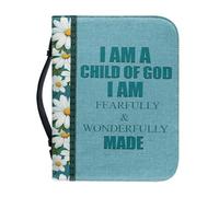 Pzuqiu Bibbia PU Borsa Donna Ragazza Pelle Bibbia Custodia con Maniglia Portatile Novità Christian Gift Bibbia Bag, Aforismo biblico Daisy, L-10.2"x7"x1.9"