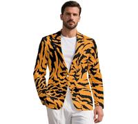 Pzuqiu - Blazer da uomo, slim fit, con un bottone, leggero, per sport, casual, cerimonie e matrimoni formali, Stampa tigre., 5XL