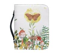 Pzuqiu Borsa Bibbia per donne ragazza PU Bibbia Custodia per il trasporto con manico Portatile Impermeabile Bibbia Forniture di Studio Borsa, Farfalla di funghi, XL-11.2"x8"x2.2"