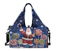 Pzuqiu Borsa da palestra con Babbo Natale, yoga, con scomparto per scarpe, borsa a tracolla per yoga asciutto e bagnato, per donne e uomini, per trasportare attrezzi da allenamento, trucco