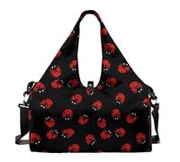Pzuqiu Borsa da palestra per donne e uomini, borsa a tracolla con scomparto per scarpe Wet Dry per ufficio, allenamento e spiaggia palestra, Coccinella, 17.72L" x 8.66 W" x 9.84"H, Borsone da viaggio