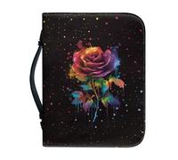 Pzuqiu Borsa per la Bibbia per donne e ragazze, custodia per il trasporto della Bibbia in pelle PU con manico portatile, ottimo regalo cristiano, Rosa colorata., L-10.2"x7"x1.9"