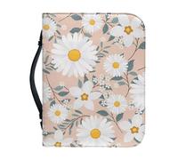 Pzuqiu Borsa per la Bibbia per donne e ragazze, custodia per il trasporto della Bibbia in pelle PU con manico portatile, ottimo regalo cristiano, Fiore di margherita., 2XL-12"x9"x2.4"