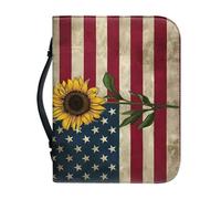 Pzuqiu Borsa per la Bibbia per donne e ragazze, in pelle PU, borsa per il trasporto della Bibbia con manico, borsa per la Bibbia portatile con croce cristiana, Bandiera Girasole, 2XL-12"x9"x2.4"