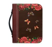 Pzuqiu Borsa per la Bibbia per donne e ragazze, in pelle PU, borsa per il trasporto della Bibbia con manico, borsa portatile alla moda, Farfalla Rossa, M-9.2"x6.3"x1.6"