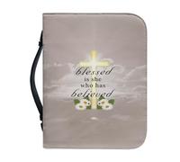 Pzuqiu Borsa per la Bibbia per donne e ragazze, in pelle PU, borsa per il trasporto della Bibbia con manico, borsa portatile alla moda, Croce Daisy, L-10.2"x7"x1.9"