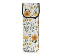 Pzuqiu Borsa porta ferro arricciacapelli in neoprene resistente al calore, motivo floreale, colore giallo, per organizer da viaggio, 38,1 x 12,7 cm