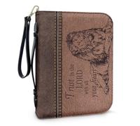 Pzuqiu Copertine per Bibbia da donna, grande custodia per il trasporto con manico, borsa protettiva per la Bibbia della Chiesa cristiana, Motivo leone vintage, XL-11.2"x8"x2.2"