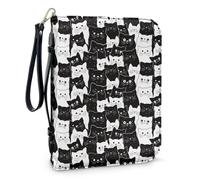 Pzuqiu Copertine per Bibbia da donna, grande custodia per il trasporto con manico, borsa protettiva per la Bibbia della Chiesa cristiana, Gatti in cartone animato., XL-11.2"x8"x2.2"