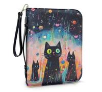 Pzuqiu Copertine per Bibbia da donna, grande custodia per il trasporto con manico, borsa protettiva per la Bibbia della Chiesa cristiana, Gatti colorati Splash, 2XL-12"x9"x2.4"