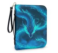 Pzuqiu Copertine per Bibbia da donna, grande custodia per il trasporto con manico, borsa protettiva per la Bibbia della Chiesa cristiana, Drago del fuoco., 2XL-12"x9"x2.4"