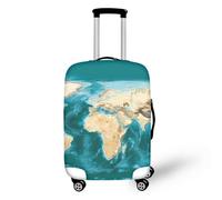 Pzuqiu Copertura elastica lavabile per valigia, elegante, da viaggio, per bambini e adulti, Mappa del mondo., L (25-28 inch suitcase)