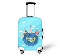 Pzuqiu Copertura elastica lavabile per valigie da viaggio, per bambini e adulti, Terra del mondo, S (18-21 inch suitcase)