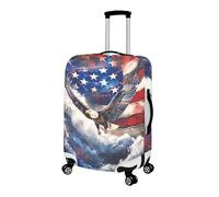 Pzuqiu Copertura elastica per bagagli da viaggio con stampa 3D, 45-81 cm, copertura protettiva per valigia per il rientro a scuola quotidiano, Aquila Bandiera Usa, L (25-28 inch suitcase)