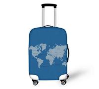 Pzuqiu Copertura per bagagli da viaggio in poliestere per valigie protettore lavabile, Mappa del mondo blu, S (18-21 inch suitcase)