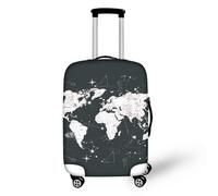 Pzuqiu Copertura per bagagli da viaggio in poliestere per valigie protettore lavabile, Mappa del mondo., L (25-28 inch suitcase)