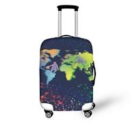 Pzuqiu Copertura per bagagli da viaggio in poliestere per valigie protettore lavabile, Mappa del mondo colorata, S (18-21 inch suitcase)