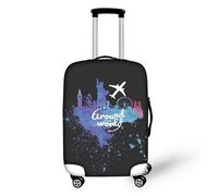 Pzuqiu Copertura per valigia, adatta per valigie da 45-81 cm, accessori da viaggio, Terra del mondo, L (25-28 inch suitcase)