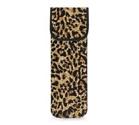 Pzuqiu Custodia in neoprene resistente al calore per ferro arricciacapelli, per piastra per capelli, organizer da viaggio, 38,1 x 12,7 cm, stampa leopardata