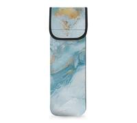 Pzuqiu Custodia per ferro arricciacapelli in neoprene resistente al calore, colore blu marmo, per organizer da viaggio, 38,1 x 12,7 cm