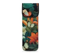 Pzuqiu Custodia per ferro arricciacapelli in neoprene resistente al calore, per organizer da viaggio, 38,1 x 12,7 cm, motivo floreale tropicale