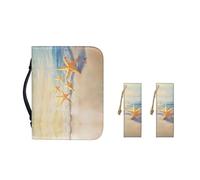Pzuqiu Custodia per il trasporto della Bibbia per donne con segnalibro in pelle ragazze PU copertura Bibbia studio accessori, Stella marina, L-10.2"x7"x1.9"