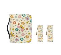Pzuqiu Custodia per la Bibbia per ragazze e donne con segnalibro in pelle per bambini, regalo per battesimo cristiano, Hippie Fiore Farfalla, XL-11.2"x8"x2.2"