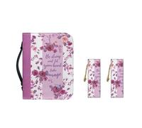 Pzuqiu Custodia per la Bibbia per ragazze e donne con segnalibro in pelle per bambini, regalo per battesimo cristiano, Bibbia Parola Rose, XL-11.2"x8"x2.2"