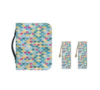 Pzuqiu Custodia per la Bibbia per ragazze e donne con segnalibro in pelle per bambini, regalo per battesimo cristiano, Sirena colorata, M-9.2"x6.3"x1.6"