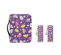 Pzuqiu Custodia protettiva per bibbia in pelle PU con segnalibri, per donne e ragazze, borsa protettiva portatile alla moda, Uovo Colorato Pasqua, L-10.2"x7"x1.9"