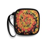 Pzuqiu Custodia quadrata per auricolari, organizer per cuffie con cavo, custodia per il trasporto con maniglia portatile per riporre cavi USB (acero tie-dye)