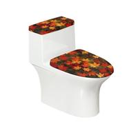 Pzuqiu Set di 2 copriwater con motivo con foglia d'acero, per le festività, copertura per WC e per serbatoio del WC, facile da pulire, misura universale, copertura di ricambio, accessori per bagno