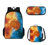 Pzuqiu Set di 3 zaini per la scuola per bambini, alla moda, con astuccio e borsa per il pranzo, set di libri per la scuola per ragazzi, Cool Basket