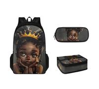 Pzuqiu Set di zaini per bambini con portapranzo e astuccio, confezione da 3 borse per la scuola per bambini, grande capacità, Bella Principessa