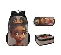 Pzuqiu Set di zaini per bambini con portapranzo e astuccio, confezione da 3 borse per la scuola per bambini, grande capacità, Principessa Car