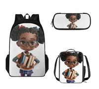 Pzuqiu Set zaino per bambini con portapranzo e astuccio per adolescenti, set di 3 borse per la scuola per bambini elementari elementari, Studentessa
