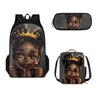 Pzuqiu Set zaino per bambini con portapranzo e astuccio per adolescenti, set di 3 borse per la scuola per bambini elementari elementari, Principessa Car