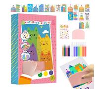 Pzuryhg Art Scratch Paper, Interactive Rainbow Drawing Kit for Kids, Creative Kids Activity Set with Sheets for Travel Family Parties Craft Time Classroom Holiday Present