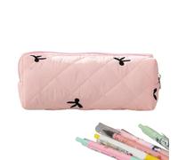 Pzuryhg Astuccio per studenti, astuccio con cerniera con papillon, spaziosa custodia per cancelleria, 20,5 x 6,5 x 8,5 cm, organizer scolastico resistente per gomme, righelli, pennarelli, Rosa, Refer