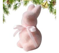 Pzuryhg Easter Bunny - Green Moss Flocked Rabbit, Spring Animal Tabletop Figurine with Faux Grass Texture, Festive Seasonal Accent Ornament, Ideal for Home Mantle Shelf Decoration