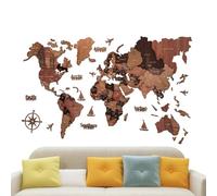 Pzuryhg Mappa del mondo, arte da parete in legno, mappa del mondo da viaggio, decorazione da parete, mappa degli stati e delle capitali, grande mappa del mondo arte da parete F, mappa del mondo