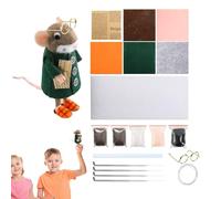 Pzuryhg Mice Needle Felting Kit, Adult Felt Animal Set, Needle Felted Mice Craft, Supplies and Instructions for Winter, Christmas Decorations, Holiday Project for All Ages, 1.97x4.33in