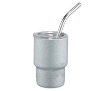 Pzuryhg Mini bicchiere isolato, mini tazza da viaggio per il piacere delle bevande, corpo in acciaio inossidabile con funzione cannuccia, forma compatta, ideale per campeggio, viaggi, scrivania, uso