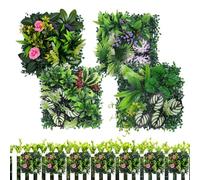 Pzuryhg Pannelli Murali Piante Artificiali | 4 Pezzi di Decorazione per Sfondo con da Siepe Artificiale,Pannello Piante Finte 25x25 cm per Patio | per Interni Esterni Giardino Cortile Balcone