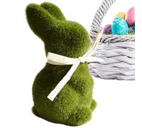 Pzuryhg Rabbit Decor - Artificial Turf Garden Hare, Realistic Velvet Feel Statue with Emerald Color Finish, Whimsical Holiday Centerpiece Display, Ideal for Easter Party Table Arrangement