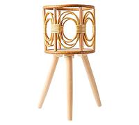 Pzuryhg Rattan Plant Stand, Handmade Woven Wooden Planter With Legs, Boho Display Rack Plant Shelf for Succulents, Indoor Outdoor Use, Balcony, Desk, Garden, Patio and Bedroom, 41x20cm