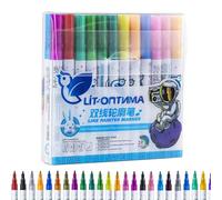 Pzuryhg Shimmer Marker Set, Double Lined Outline Markers, Colorful Double Lined Outline Pens, 24 Color Glitter Gel Outline Pen, Markers for Kids Art Doodle, Christmas Greeting Card and Crafts