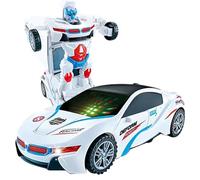 Pzuryhg Transforming Toy Car - Light Up Electric Vehicle, Glow Powered Deformation Figure with Smooth Rolling Wheels Feature, Collectible Action Playset, Ideal for Boys 3 to 15